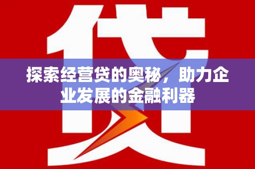 清流探索经营贷的奥秘，助力企业发展的金融利器