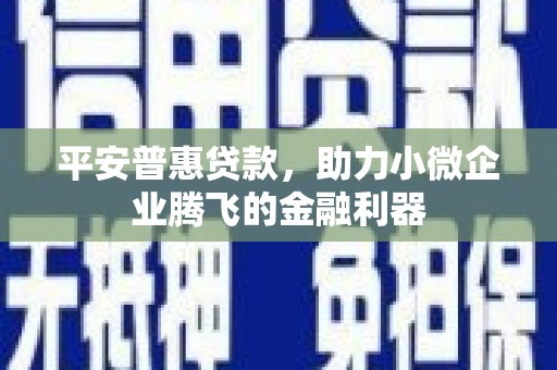 石家庄平安普惠贷款，助力小微企业腾飞的金融利器