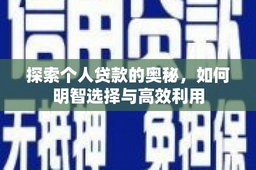 柳东探索个人贷款的奥秘，如何明智选择与高效利用